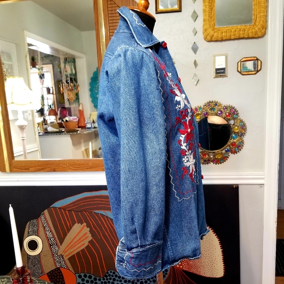 VTG 60s/70s Mexican Embroidered Jean Jacket - Picture 8 of 13